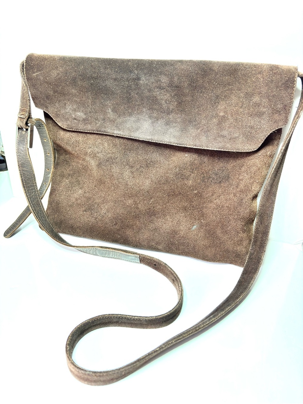 RARE Snow Goose vintage brown suede messenger bag or shoulder bag